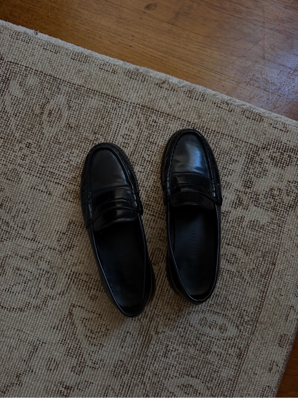 Freda Salvador Black Leather Penny Loafers